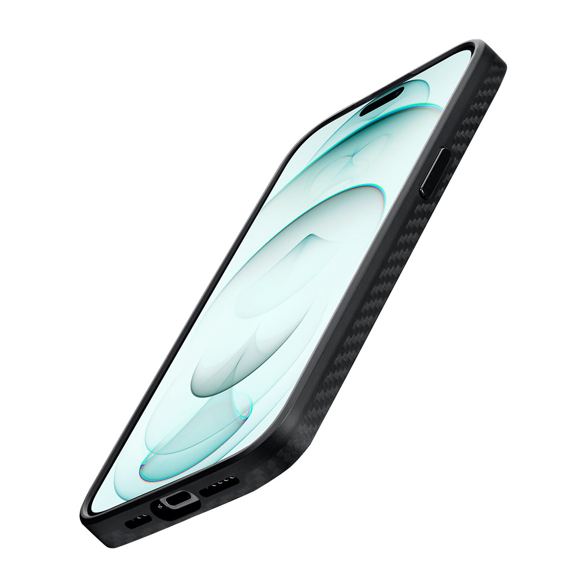 iPhone 15 Pro Max Kılıf Magsafe Şarj Özellikli 1500D Aramid Fiber Pitaka Military-Grade Classic Serisi Black-Grey Twill Kılıf Siyah-Gri