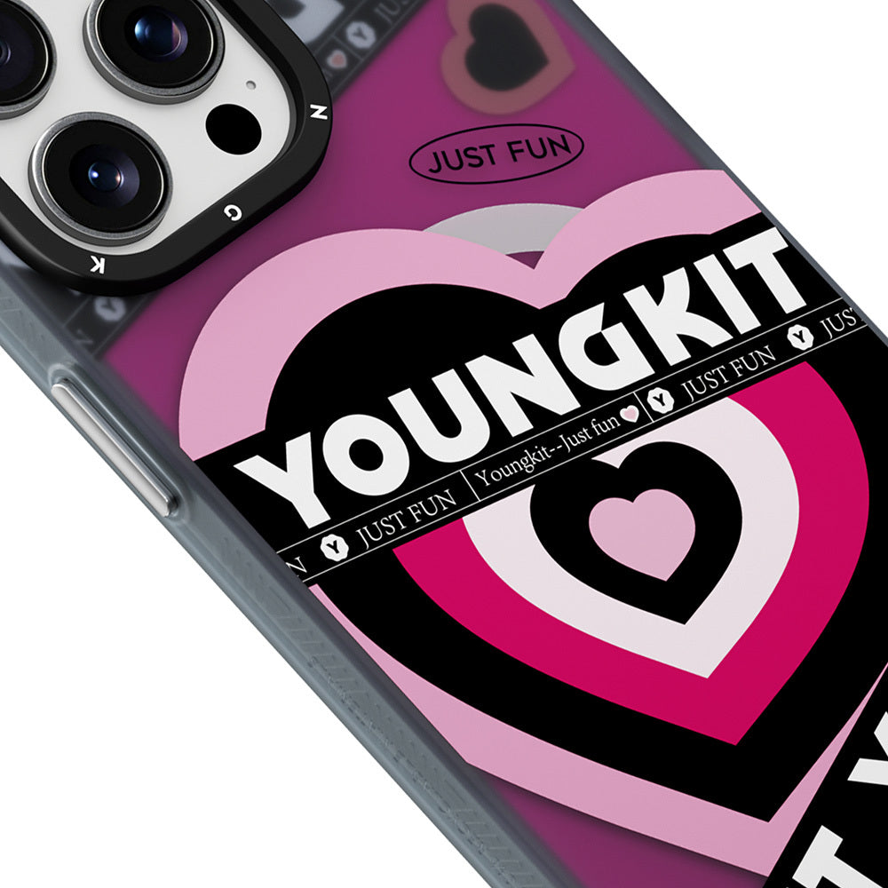 iPhone 15 Pro Max Kılıf Magsafe Şarj Özellikli Airbagli Çift Katmanlı Youngkit Flipped Serisi Kılıf Pembe Açık