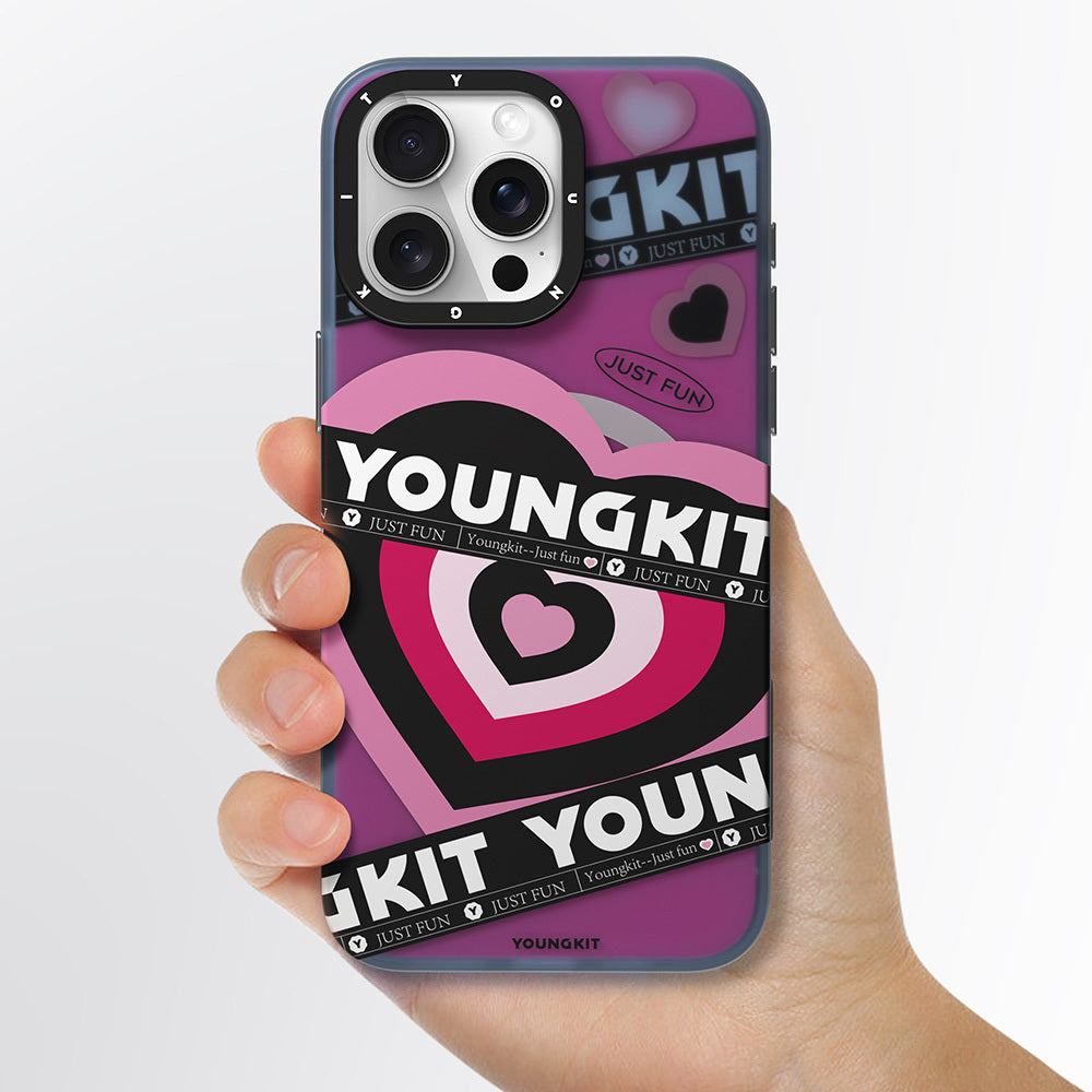 iPhone 15 Pro Max Kılıf Magsafe Şarj Özellikli Airbagli Çift Katmanlı Youngkit Flipped Serisi Kılıf Mavi