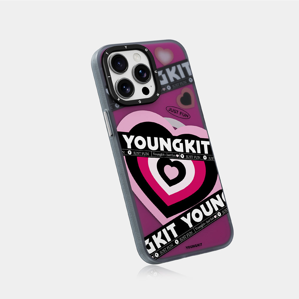 iPhone 15 Pro Max Kılıf Magsafe Şarj Özellikli Airbagli Çift Katmanlı Youngkit Flipped Serisi Kılıf Pembe