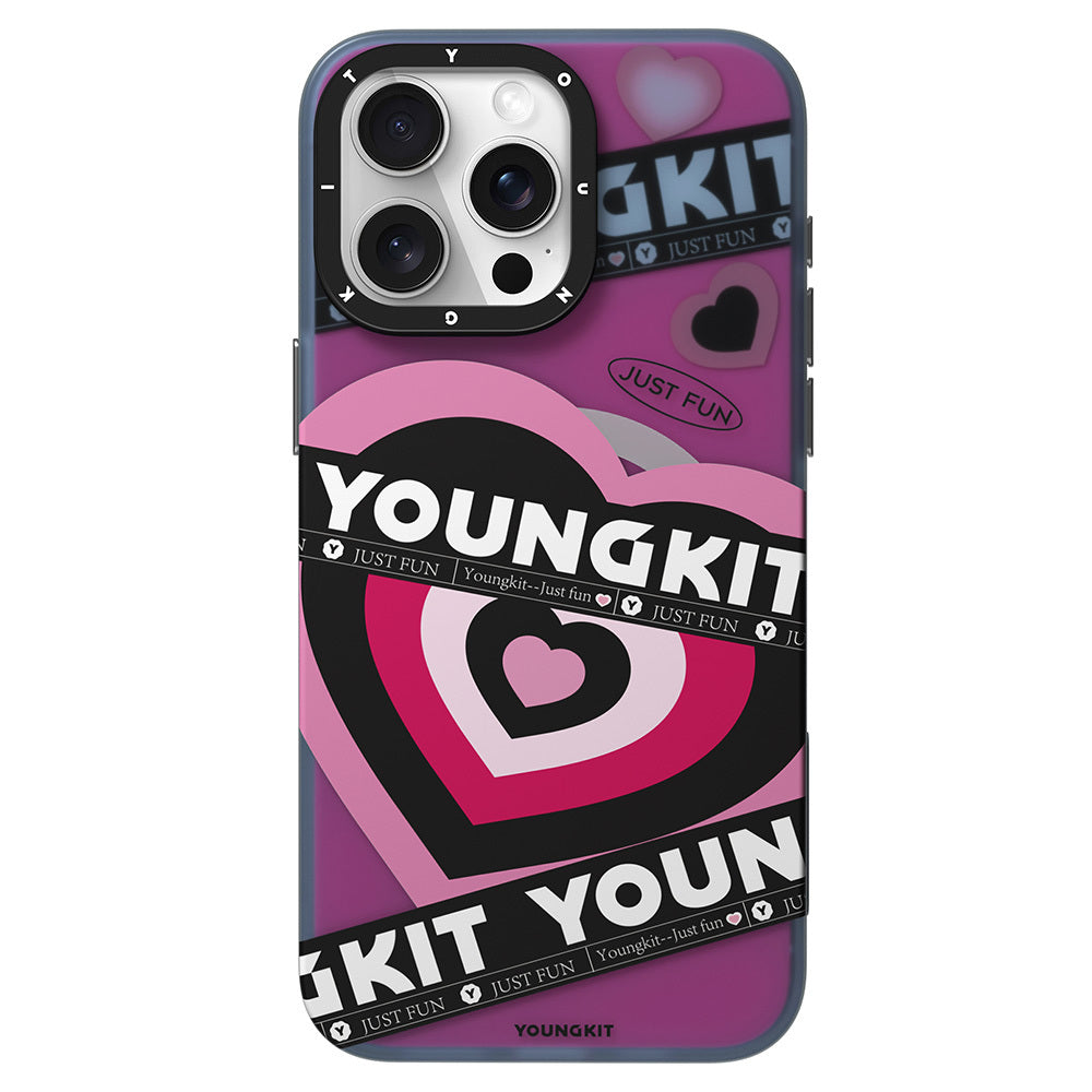 iPhone 15 Pro Max Kılıf Magsafe Şarj Özellikli Airbagli Çift Katmanlı Youngkit Flipped Serisi Kılıf Pembe Açık