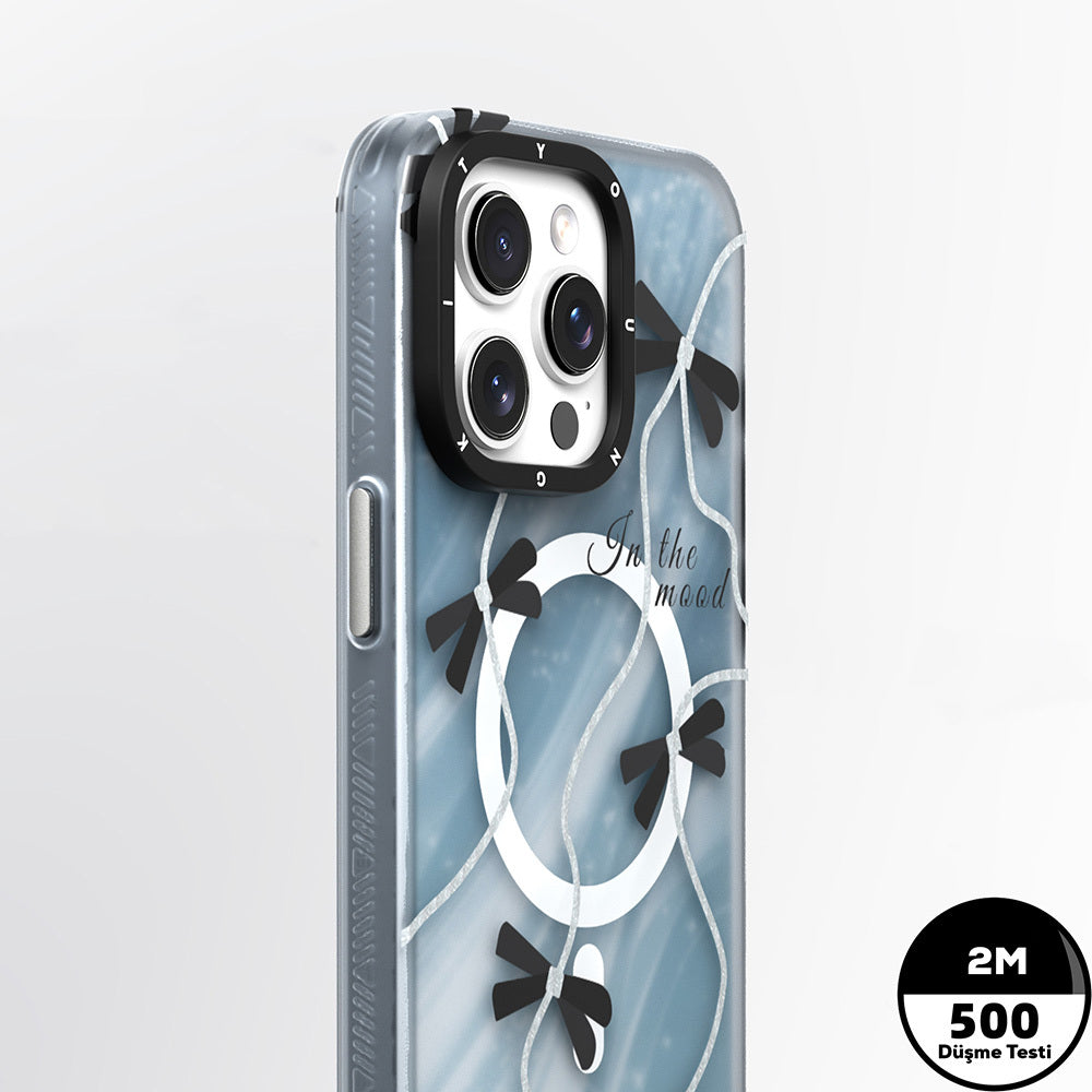 iPhone 15 Pro Max Kılıf Magsafe Şarj Özellikli Airbagli Çift Katmanlı Youngkit Star&Butterfly Serisi Kılıf Gri