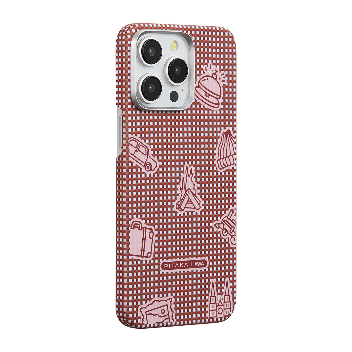 iPhone 15 Pro Max Kılıf Magsafe Şarj Özellikli Awa Tasarımlı 1500D Aramid Fiber Pitaka Ultra-Slim Classic Serisi Bonfire Kılıf Kırmızı