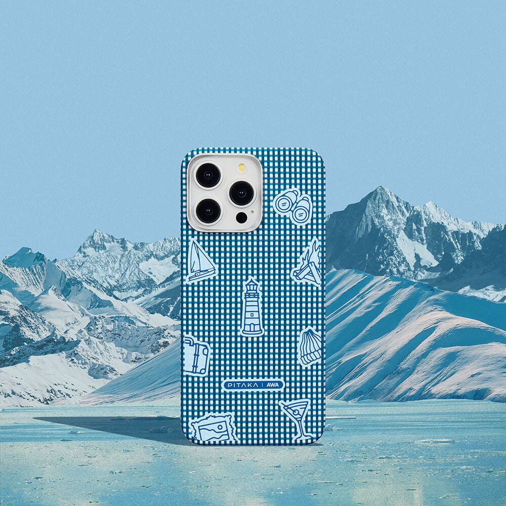 iPhone 15 Pro Max Kılıf Magsafe Şarj Özellikli Awa Tasarımlı 1500D Aramid Fiber Pitaka Ultra-Slim Classic Serisi Ocean Kılıf Mavi