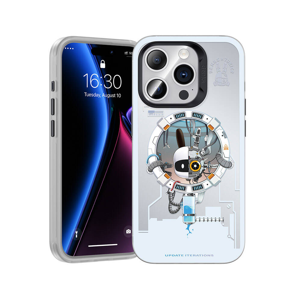 iPhone 15 Pro Max Kılıf Magsafe Şarj Özellikli Benks Bunny Explore Kılıf Beyaz