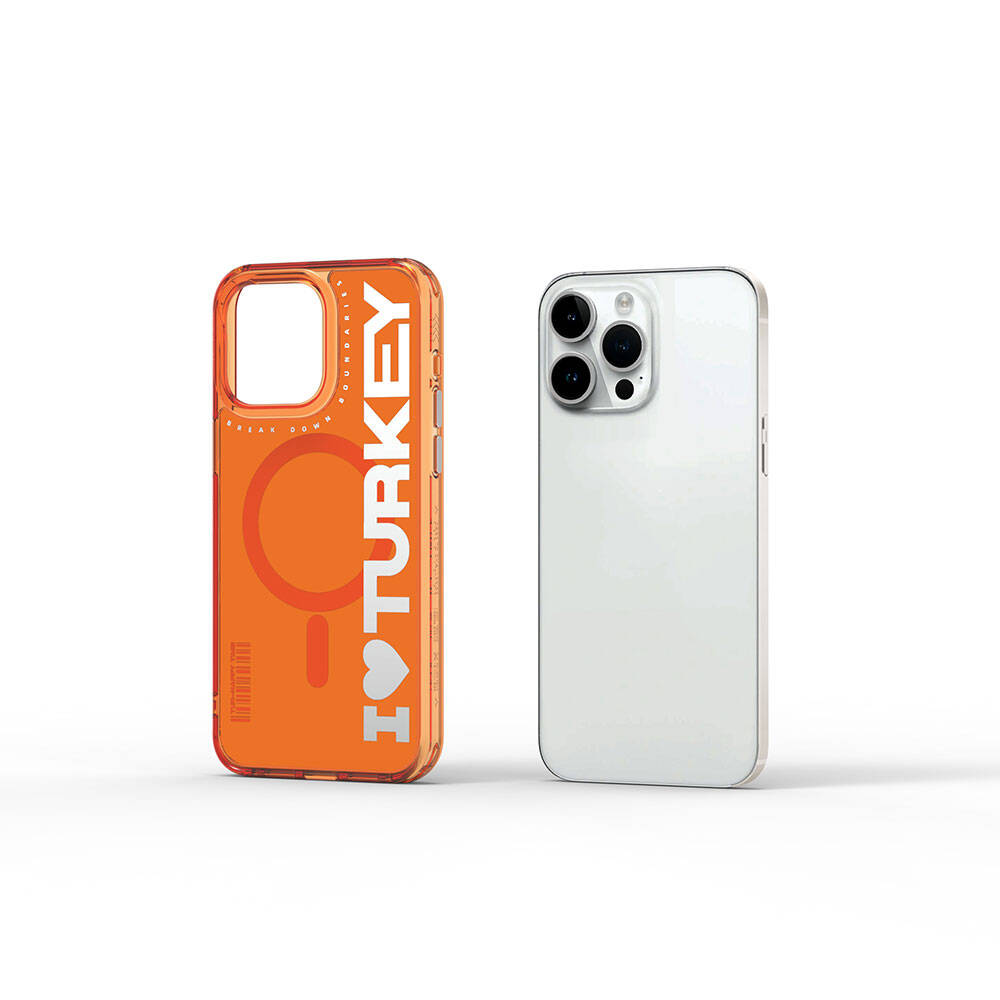 iPhone 15 Pro Max Kılıf Magsafe Şarj Özellikli I Love Turkey Yazı Desenli Wiwu Turkey E Serisi Kılıf Yeşil