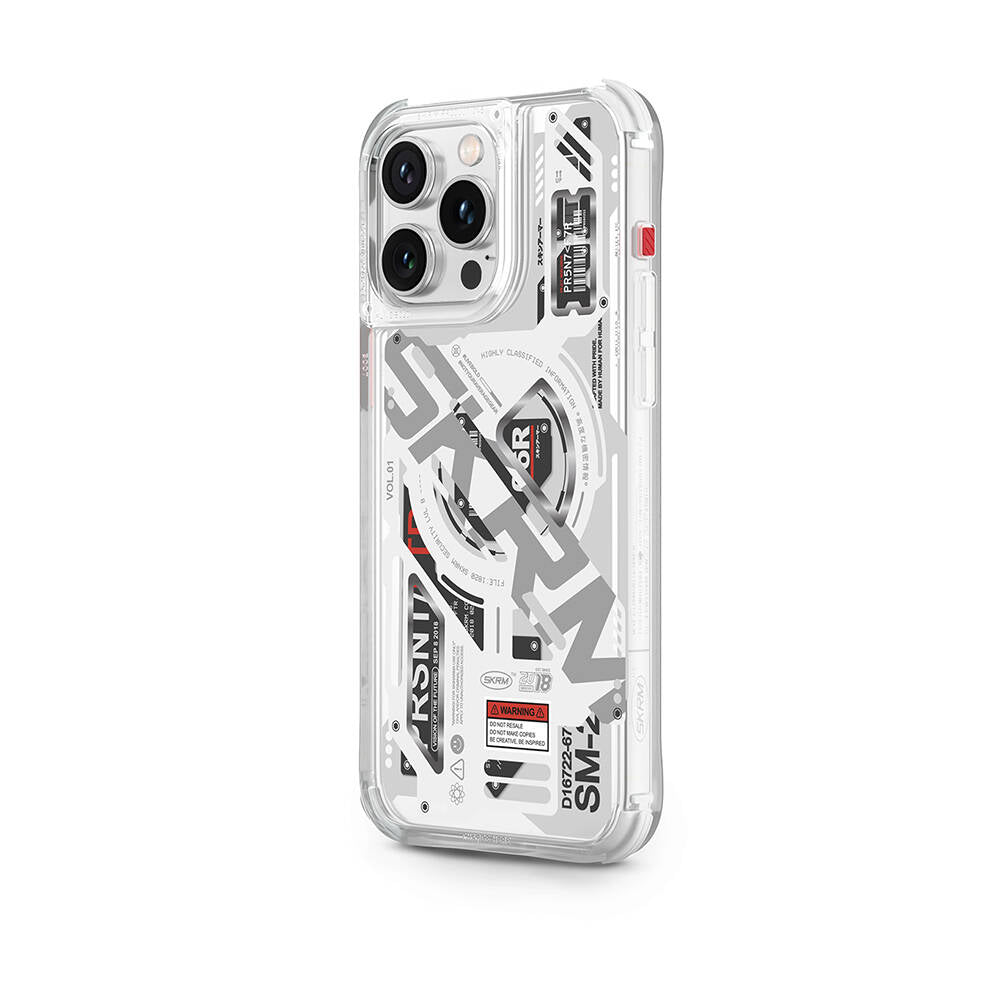 iPhone 15 Pro Max Kılıf Magsafe Şarj Özellikli Katmanlı Makine Temalı SkinArma Ekho Kılıf Renksiz