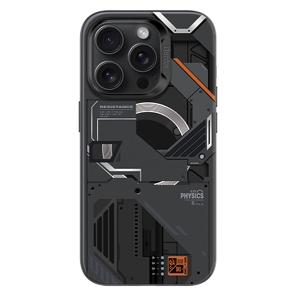 iPhone 15 Pro Max Kılıf MagSafe Şarj Özellikli Mekanik Tasarımlı Benks Perspective Serisi Kılıf Beyaz