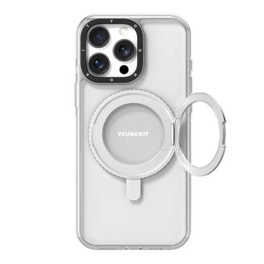 Apple iPhone 15 Pro Max Kılıf M-safe Şarj Özellikli Parmak Ring Standlı Youngkit Pivot Serisi Kapak
