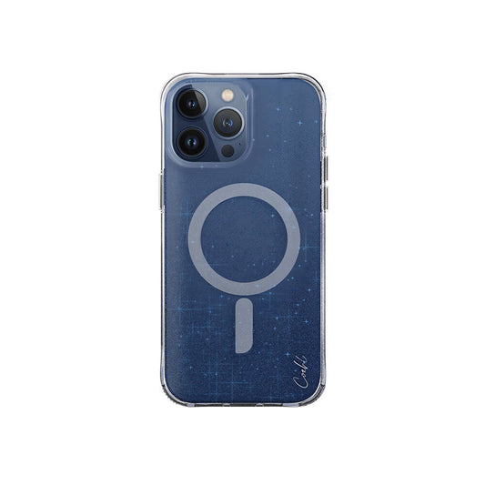 iPhone 15 Pro Max Kılıf Magsafe Şarj Özellikli Simli Arka Yüzey Coehl Lumino Kılıf Mavi
