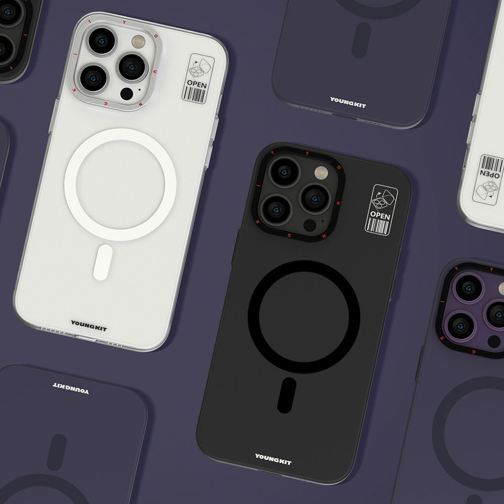 iPhone 15 Pro Max Kılıf Magsafe Şarj Özellikli Standlı YoungKit Hermit Bracket Serisi Kılıf Siyah