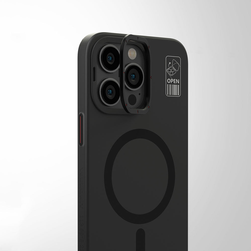 iPhone 15 Pro Max Kılıf Magsafe Şarj Özellikli Standlı YoungKit Hermit Bracket Serisi Kılıf Gri