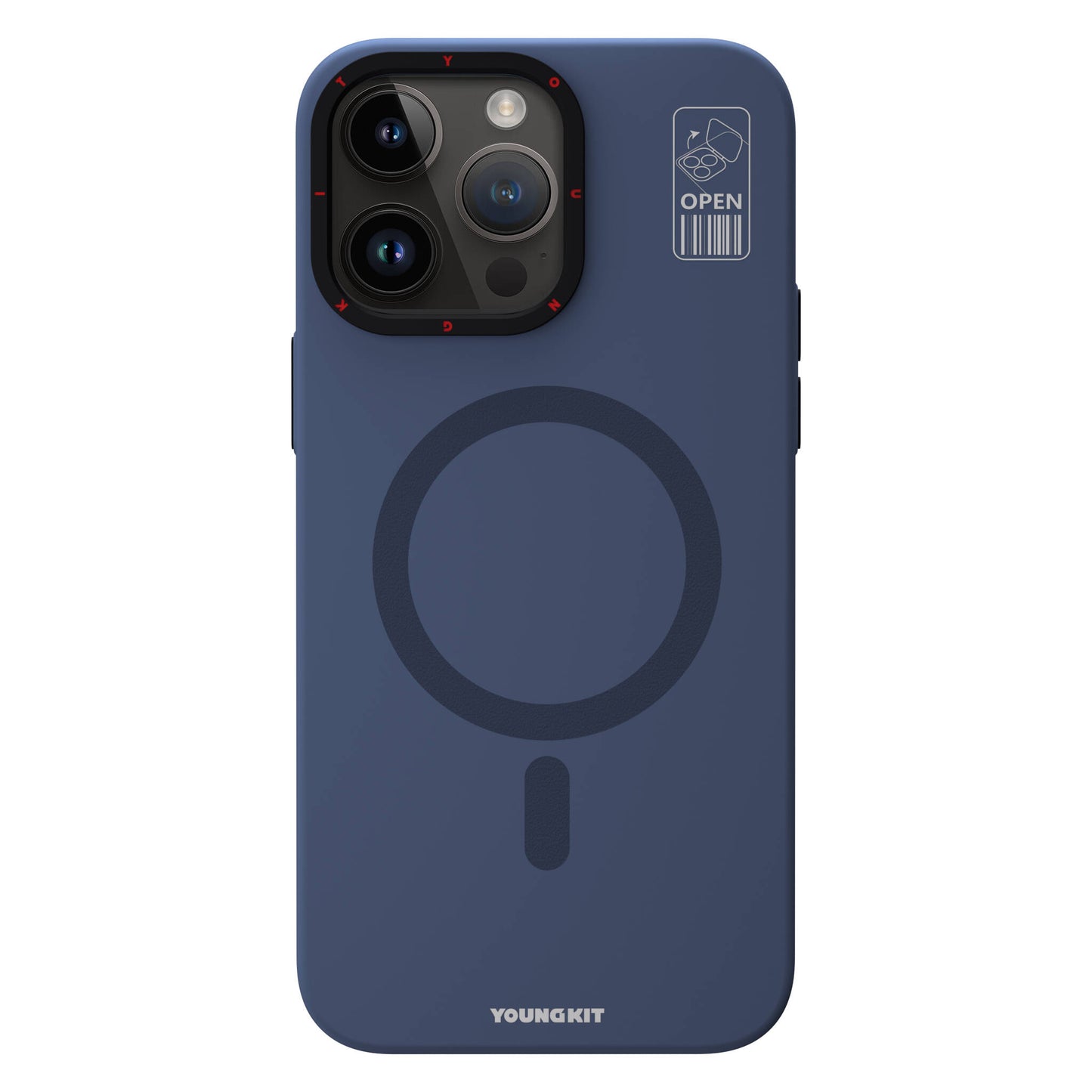 iPhone 15 Pro Max Kılıf Magsafe Şarj Özellikli Standlı YoungKit Hermit Bracket Serisi Kılıf Mavi