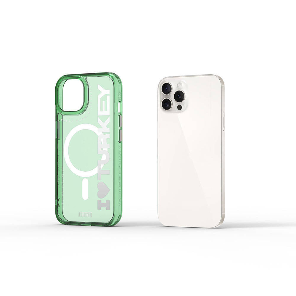 iPhone 15 Pro Max Kılıf Magsafe Şarj Özellikli Transparan Renk Geçişli Wiwu Turkey C Serisi Kılıf Mavi