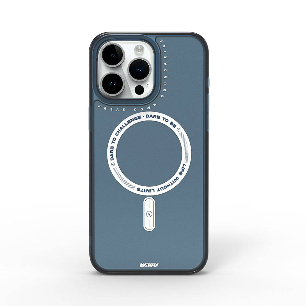 iPhone 15 Pro Max Kılıf Magsafe Şarj Özellikli Wiwu Basic Color J Serisi Kılıf Mavi