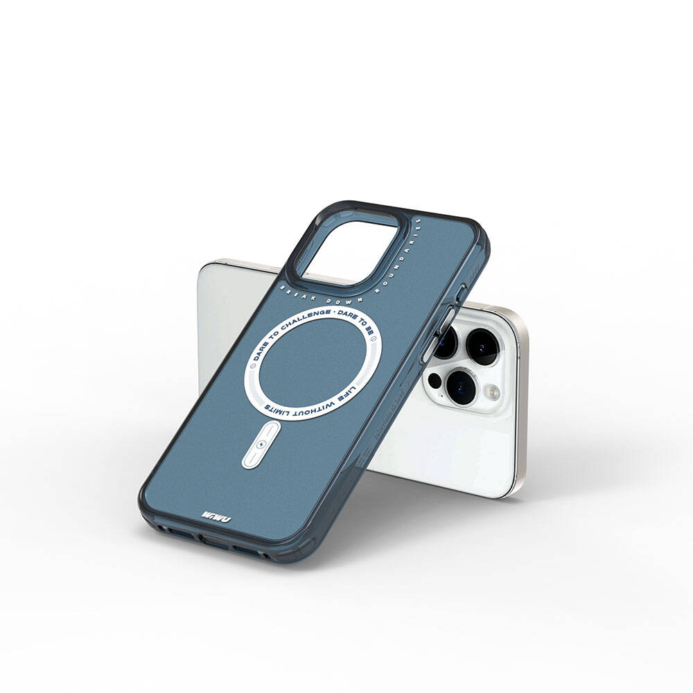 iPhone 15 Pro Max Kılıf Magsafe Şarj Özellikli Wiwu Basic Color J Serisi Kılıf Mavi