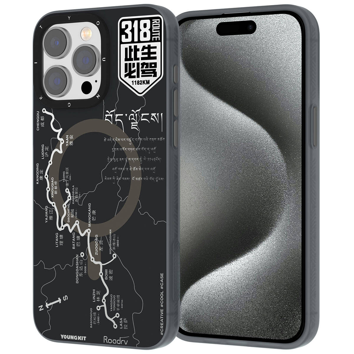 iPhone 15 Pro Max Kılıf Magsafe Şarj Özellikli Youngkit 318 Road Serisi Kılıf Siyah