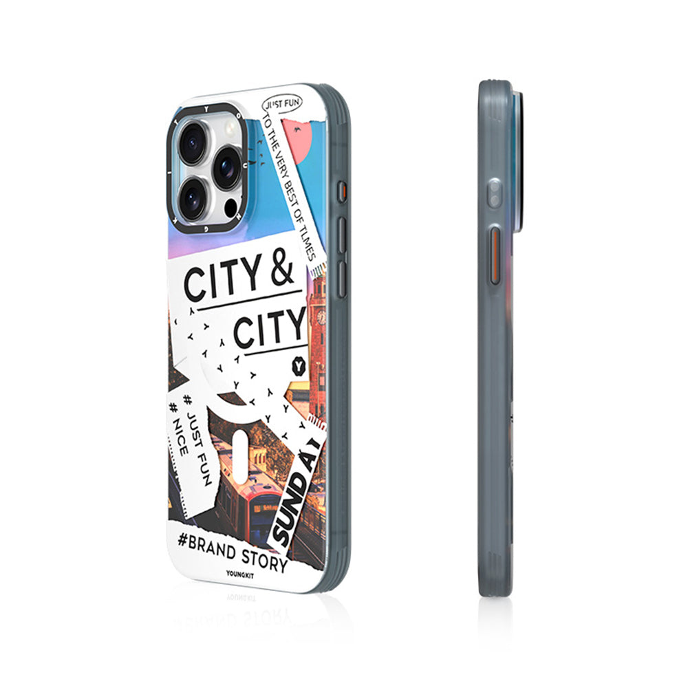 iPhone 15 Pro Max Kılıf Magsafe Şarj Özellikli Youngkit A-City Serisi Kılıf Mavi