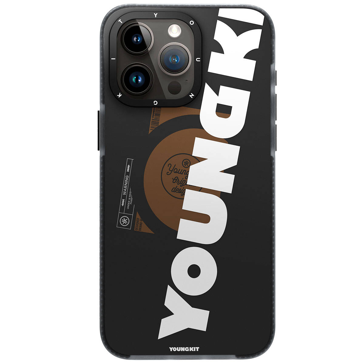 iPhone 15 Pro Max Kılıf Magsafe Şarj Özellikli Youngkit Binfen Serisi Yazı Temalı Kılıf Mavi