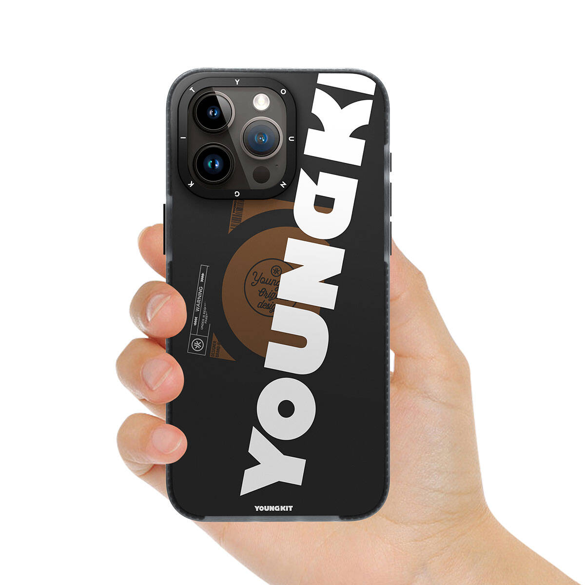 iPhone 15 Pro Max Kılıf Magsafe Şarj Özellikli Youngkit Binfen Serisi Yazı Temalı Kılıf Siyah