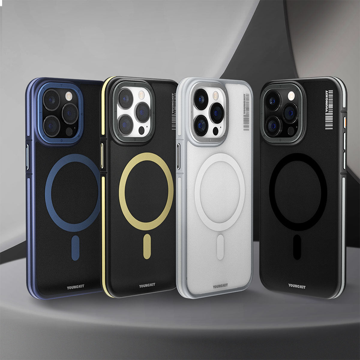 iPhone 15 Pro Max Kılıf Magsafe Şarj Özellikli Youngkit Rock Sand Serisi Kılıf Siyah