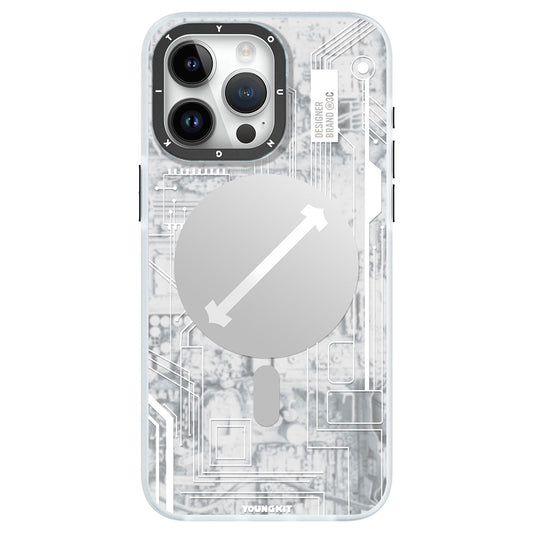 iPhone 15 Pro Max Kılıf Magsafe Şarj Özellikli YoungKit Technology Serisi Kılıf Beyaz