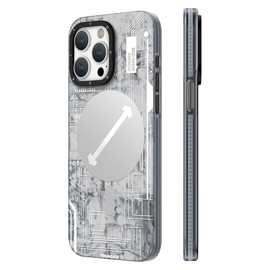 iPhone 15 Pro Max Kılıf Magsafe Şarj Özellikli YoungKit Technology Serisi Kılıf Beyaz
