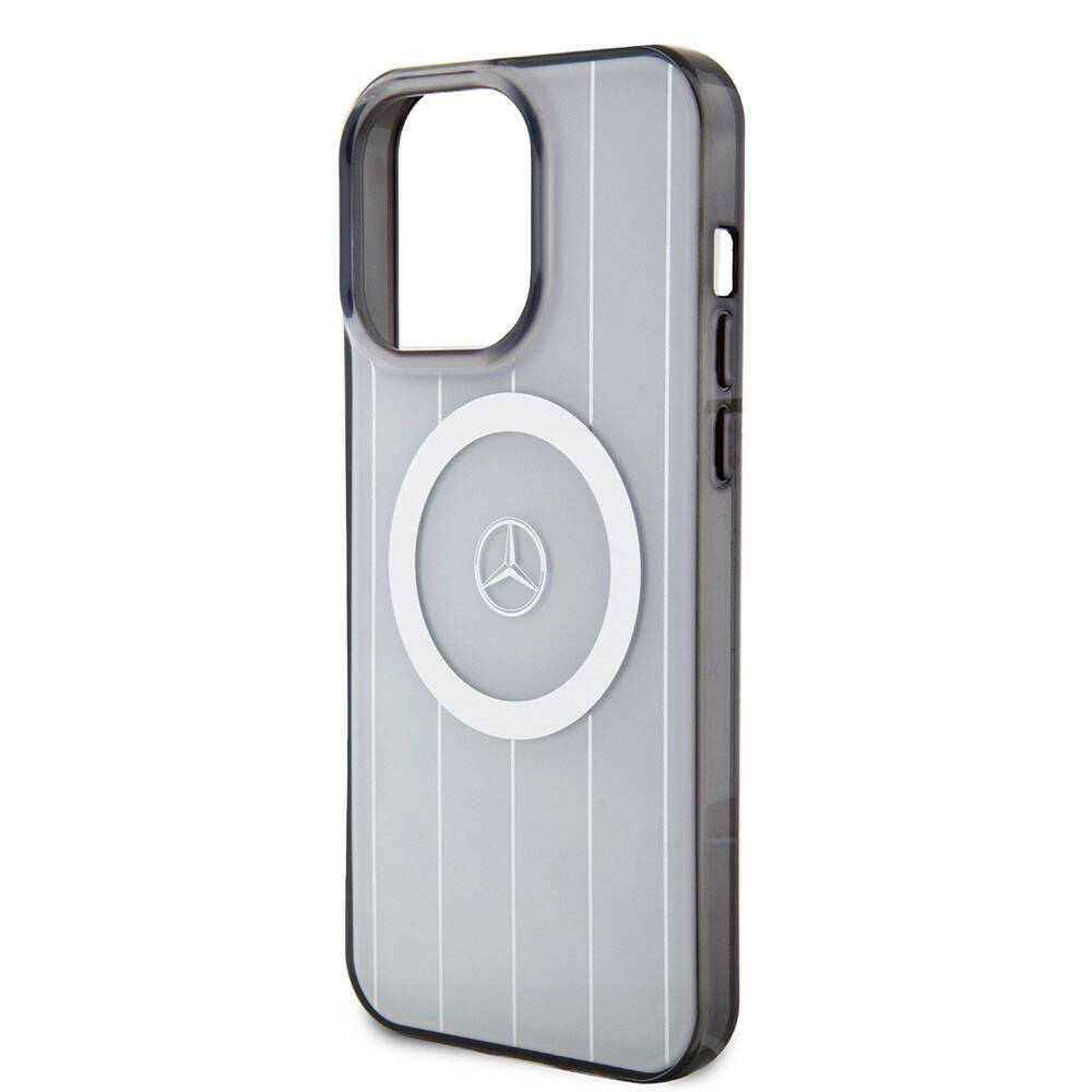 iPhone 15 Pro Max Kılıf Mercedes Benz Orjinal Lisanslı Magsafe Şarj Özellikli Çift Katmanlı Paralel Çizgi Desenli Kılıf Beyaz