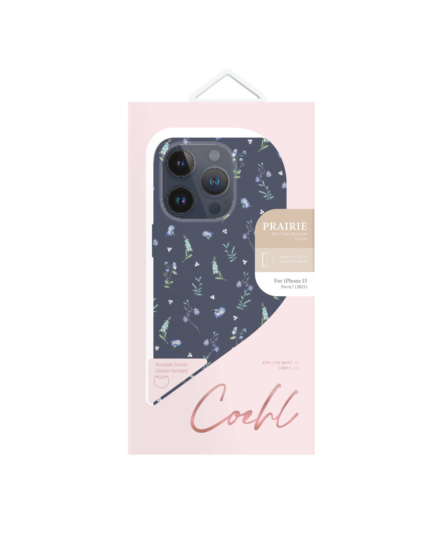 iPhone 15 Pro Max Kılıf Mini Çayır Çiçekleri Desenli Coehl Prairie Kılıf Lacivert