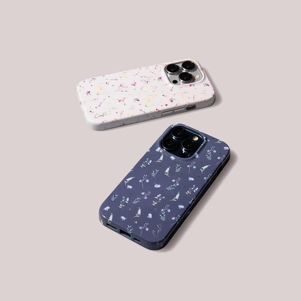 iPhone 15 Pro Max Kılıf Mini Çayır Çiçekleri Desenli Coehl Prairie Kılıf Lacivert