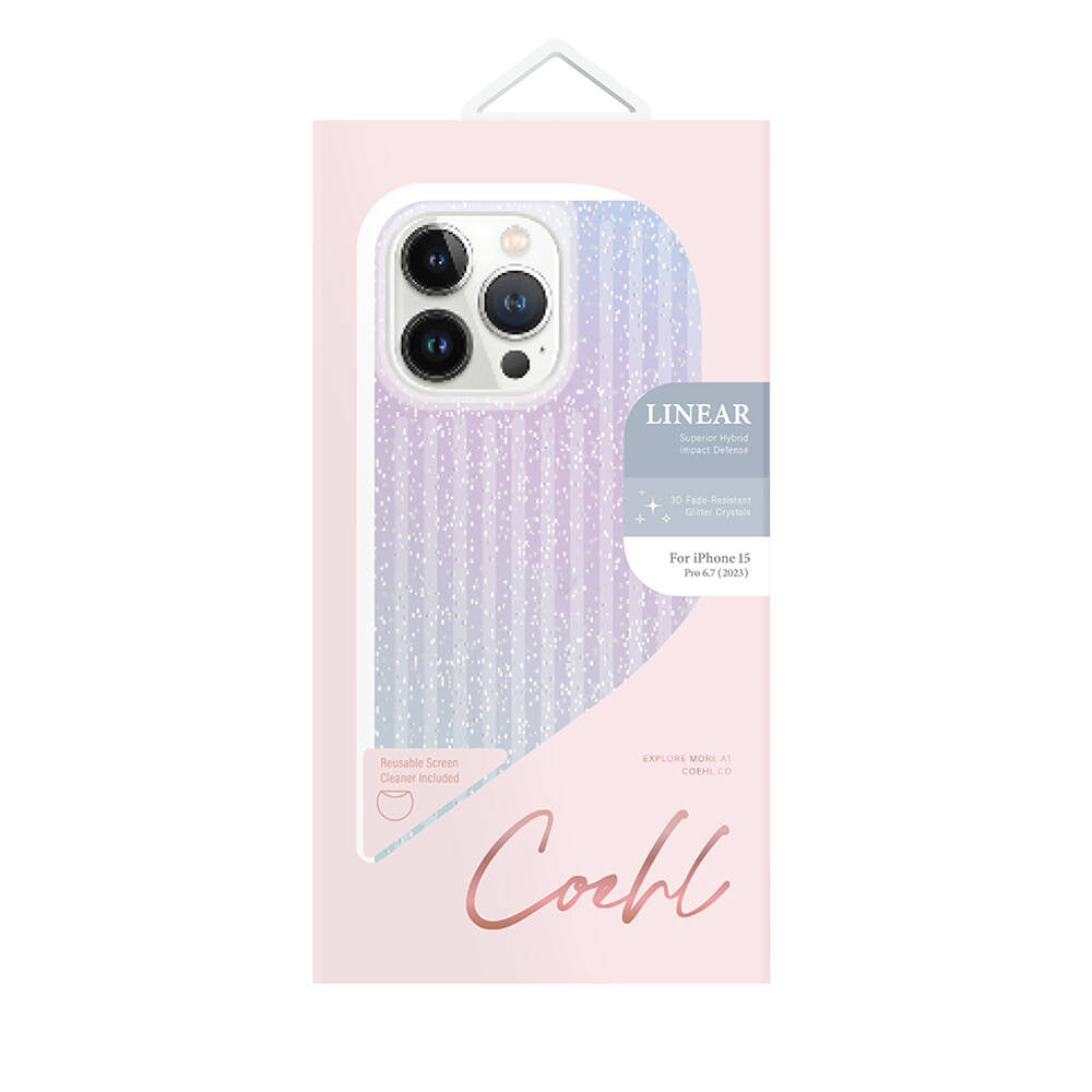 iPhone 15 Pro Max Kılıf Parlayan Arka Yüzey Coehl Linear Kılıf Mor