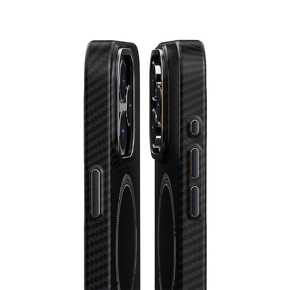 iPhone 15 Pro Max Kılıf Recci Machinist Serisi Magsafe Şarj Özellikli Magnetik Karbon Kılıf Siyah