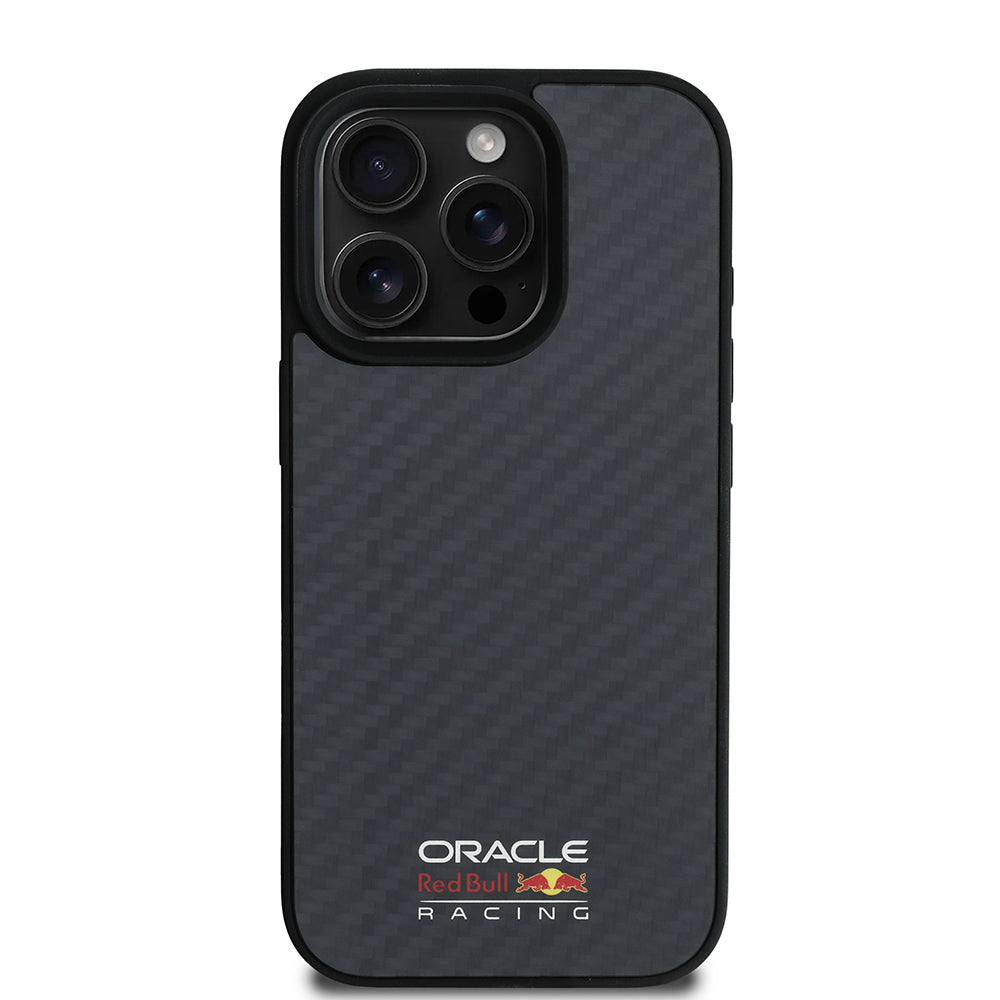 Apple iPhone 15 Pro Max Kılıf Redbull Orjinal Lisanslı M-safe Şarj Özellikli Karbon Fiber Tasarımlı Parlayan Logolu Kapak Siyah