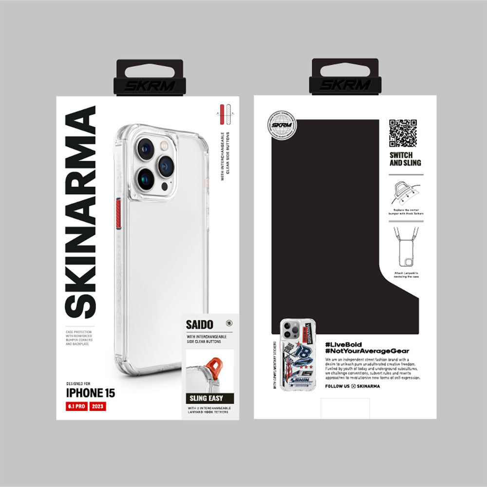 iPhone 15 Pro Max Kılıf SkinArma Şeffaf Airbag Tasarımlı Saido Kılıf Renksiz