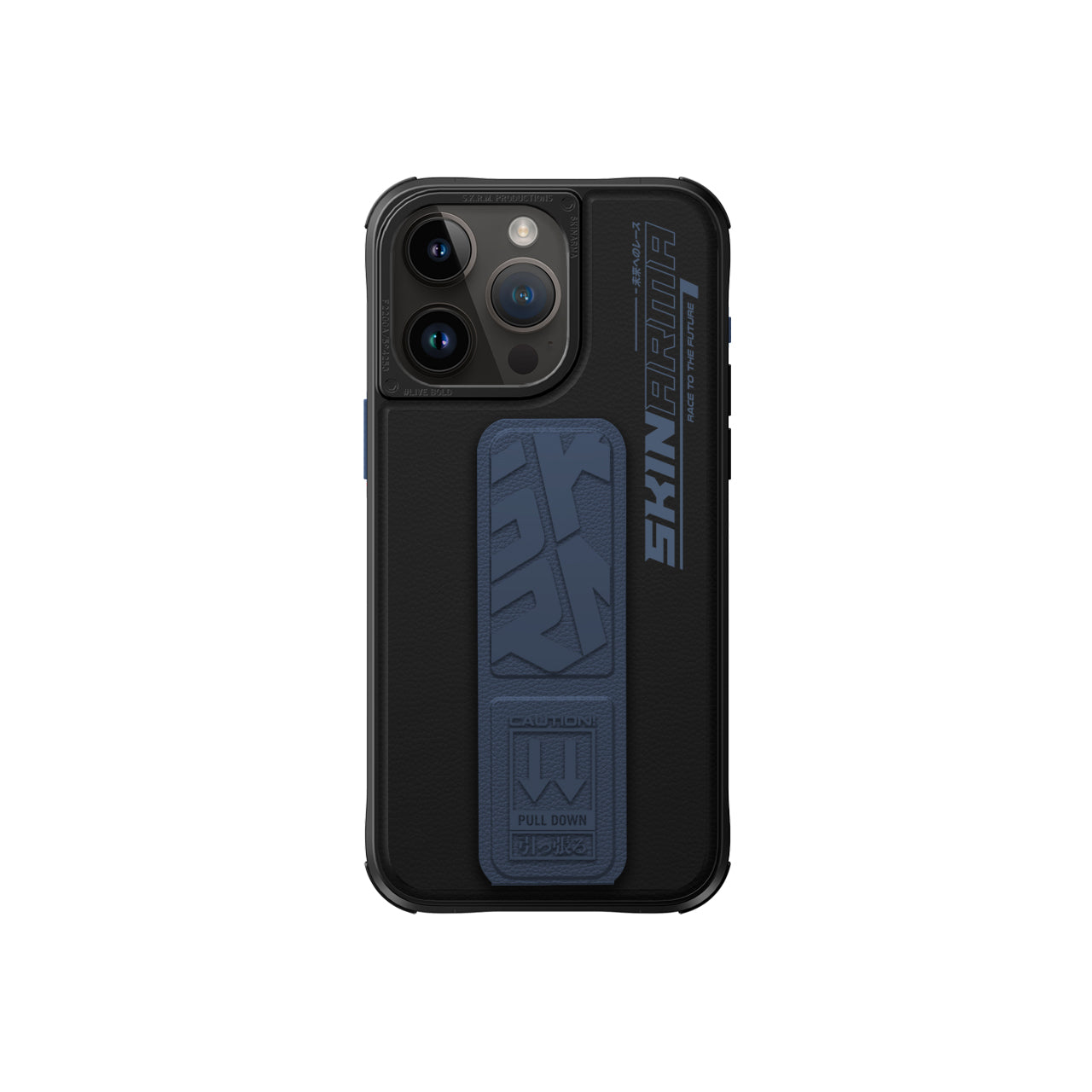 iPhone 15 Pro Max Kılıf SkinArma Standlı Deri Görünümlü Slate Kılıf Mavi