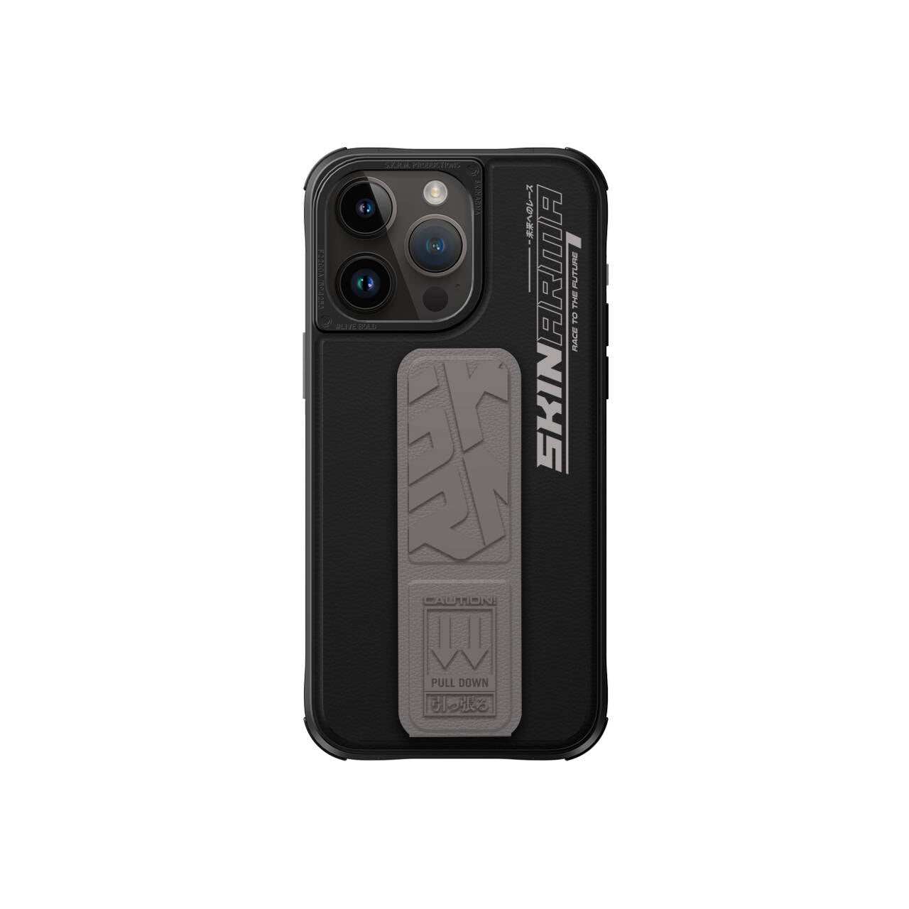 iPhone 15 Pro Max Kılıf SkinArma Standlı Deri Görünümlü Slate Kılıf Gri