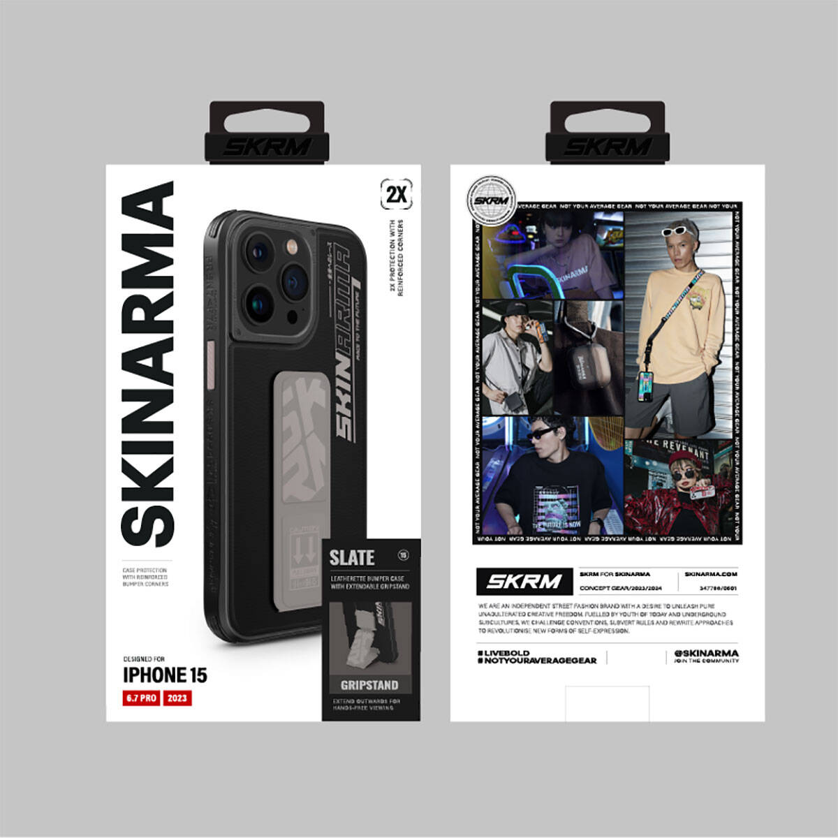 iPhone 15 Pro Max Kılıf SkinArma Standlı Deri Görünümlü Slate Kılıf Mavi