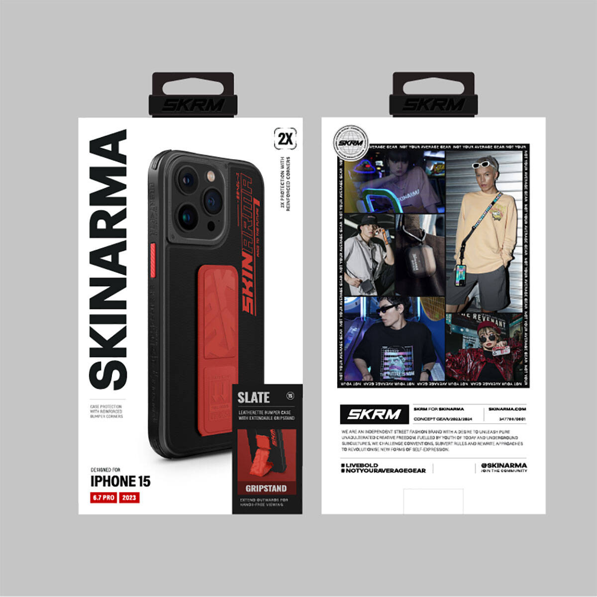 iPhone 15 Pro Max Kılıf SkinArma Standlı Deri Görünümlü Slate Kılıf Gri