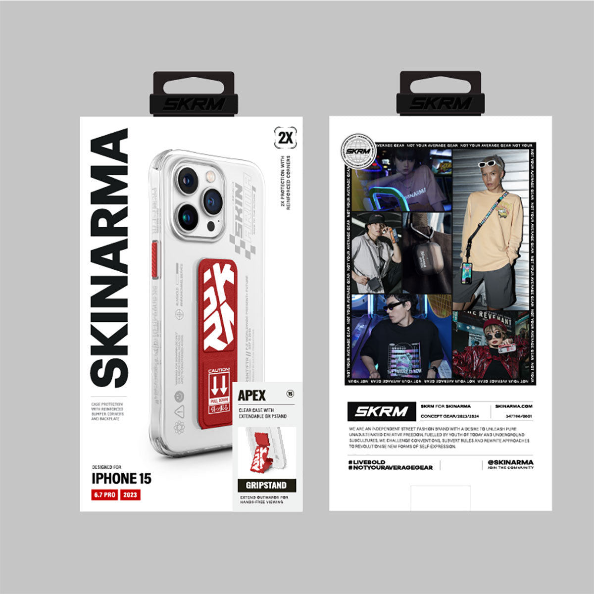 iPhone 15 Pro Max Kılıf SkinArma Standlı Şeffaf Tasarımlı Apex Kılıf Kırmızı