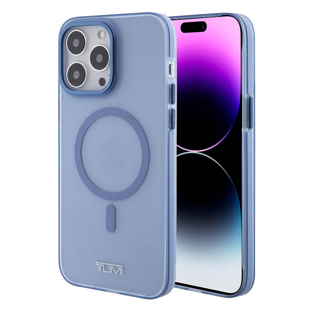 iPhone 15 Pro Max Kılıf TUMI Orjinal Lisanslı Magsafe Şarj Özellikli Buzlu Mat Kılıf Mavi