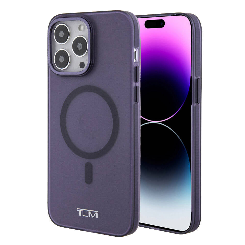 iPhone 15 Pro Max Kılıf TUMI Orjinal Lisanslı Magsafe Şarj Özellikli Buzlu Mat Kılıf Mor