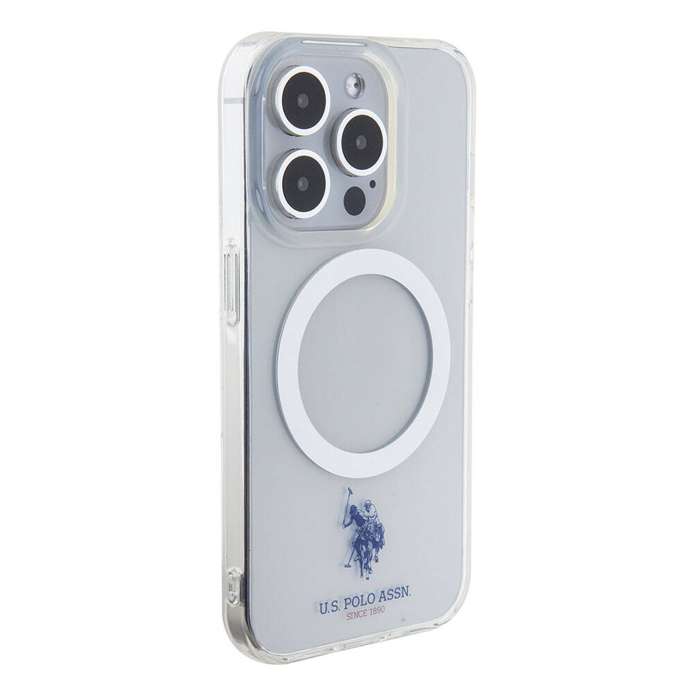 iPhone 15 Pro Max Kılıf U.S. Polo Assn. Orjinal Lisanslı Magsafe Şarj Özellikli Transparan Tasarım Kılıf Mor