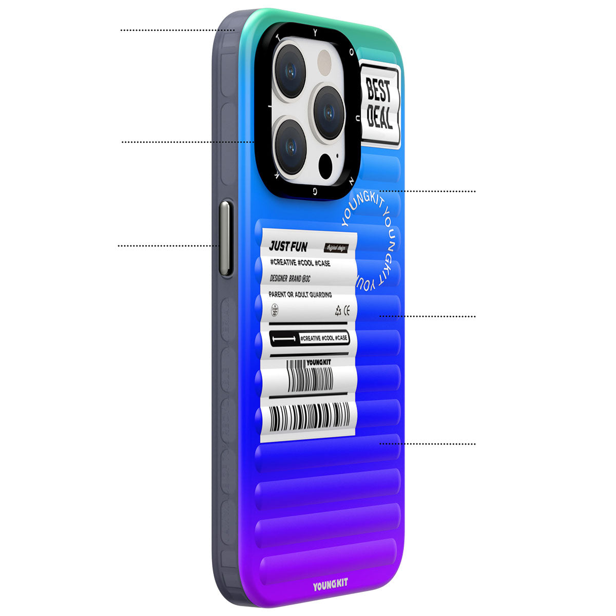 iPhone 15 Pro Max Kılıf YoungKit The Secret Color Serisi Kılıf Mor