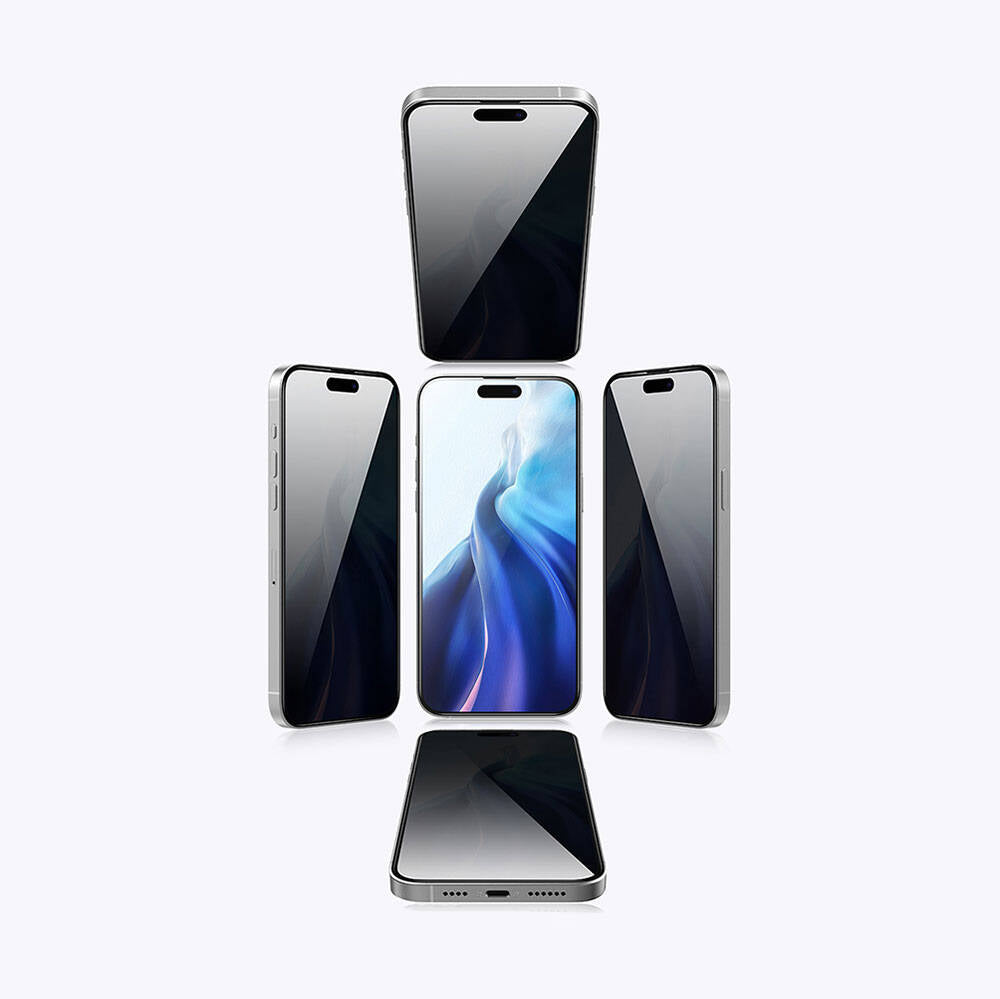 iPhone 15 Pro Max Recci RSP-A08SP 3D Privacy Shield Temperli Cam Ekran Koruyucu Gri