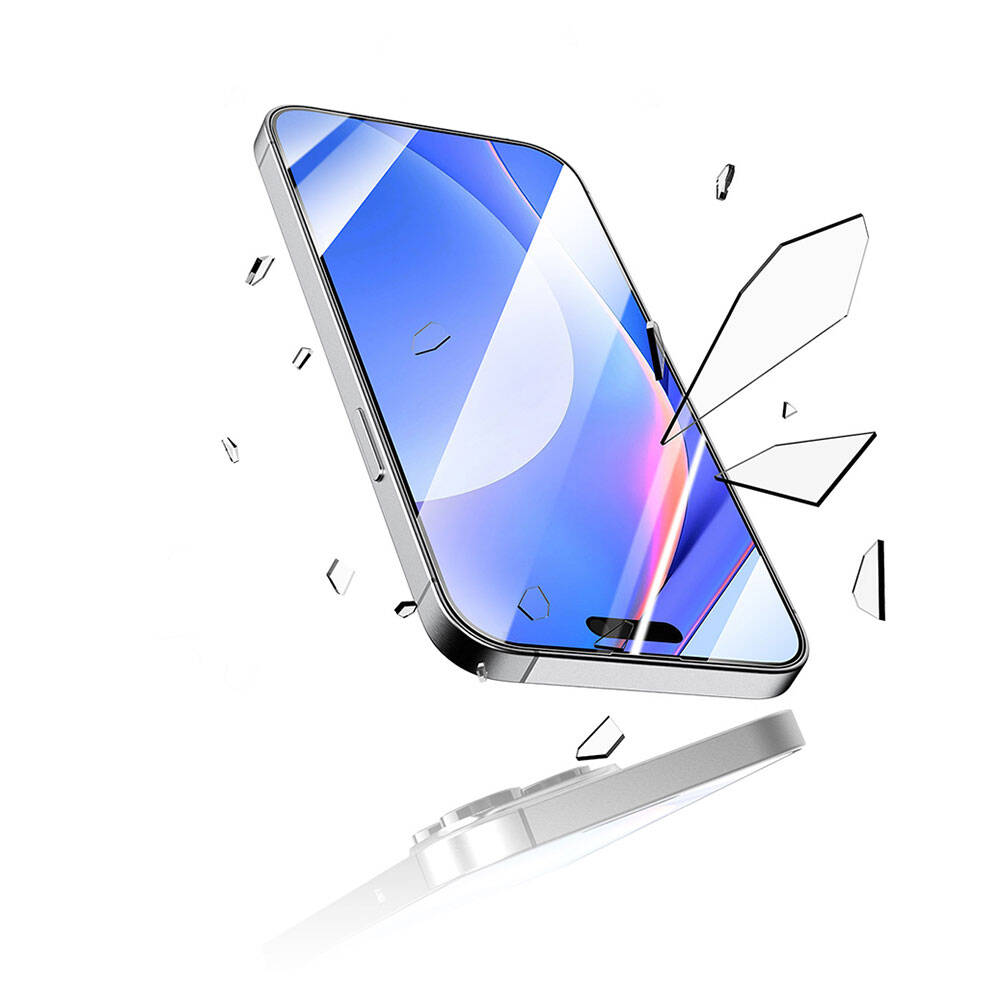 iPhone 15 Pro Recci RSP-A02SD 3D HD Full Transparan Temperli Cam Ekran Koruyucu Siyah