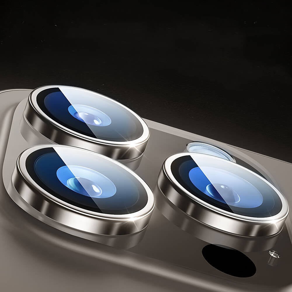 iPhone 15 Pro Wiwu LG-003 Lens Guard Çizilmeye Karşı Dayanıklı Safir Kamera Lens Koruyucu Siyah-Titanyum