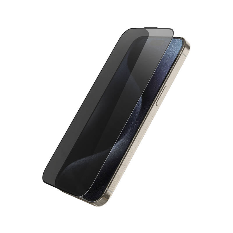 iPhone 15 Pro Wiwu Wi-SQ009 Easy Install iPrivacy 360° Anti-Peep Oleofobik Temperli Cam Ekran Koruyucu + Kolay Uygulama Aparatlı Siyah