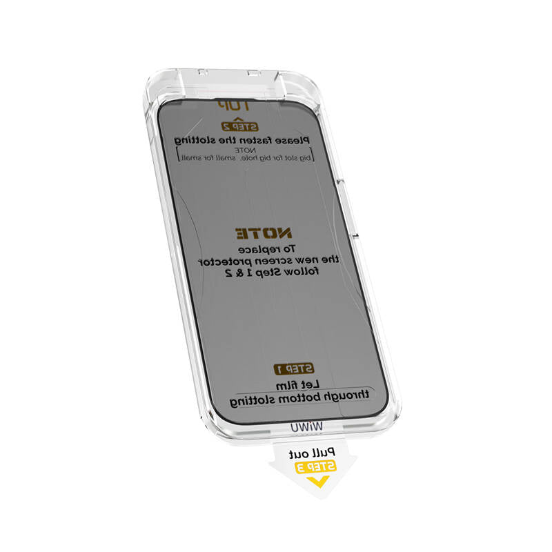 iPhone 15 Pro Wiwu Wi-SQ009 Easy Install iPrivacy 360° Anti-Peep Oleofobik Temperli Cam Ekran Koruyucu + Kolay Uygulama Aparatlı Siyah