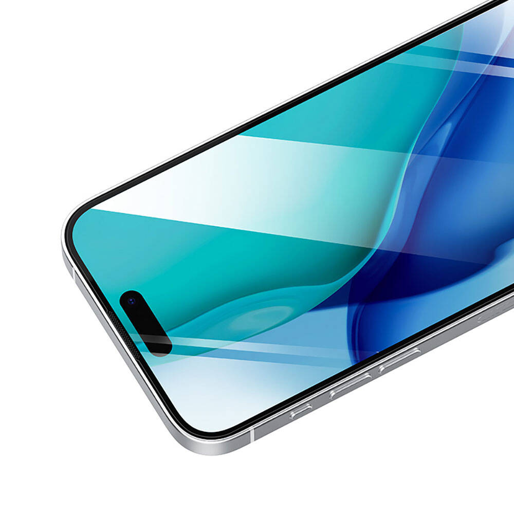 iPhone 15 Recci RSP-A20HD Full Transparan Temperli Cam Ekran Koruyucu Siyah