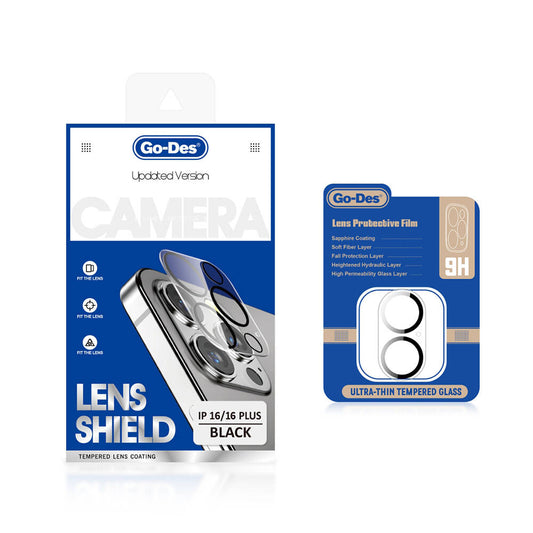 iPhone 16 Go Des Lens Shield CL-14 Kamera Lens Koruyucu Siyah